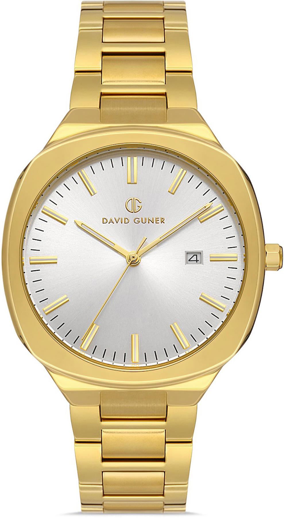 David Guner DG-8413GA-B1 Takvimli 42 mm Altın Çelik Kordon Analog Kol Saati
