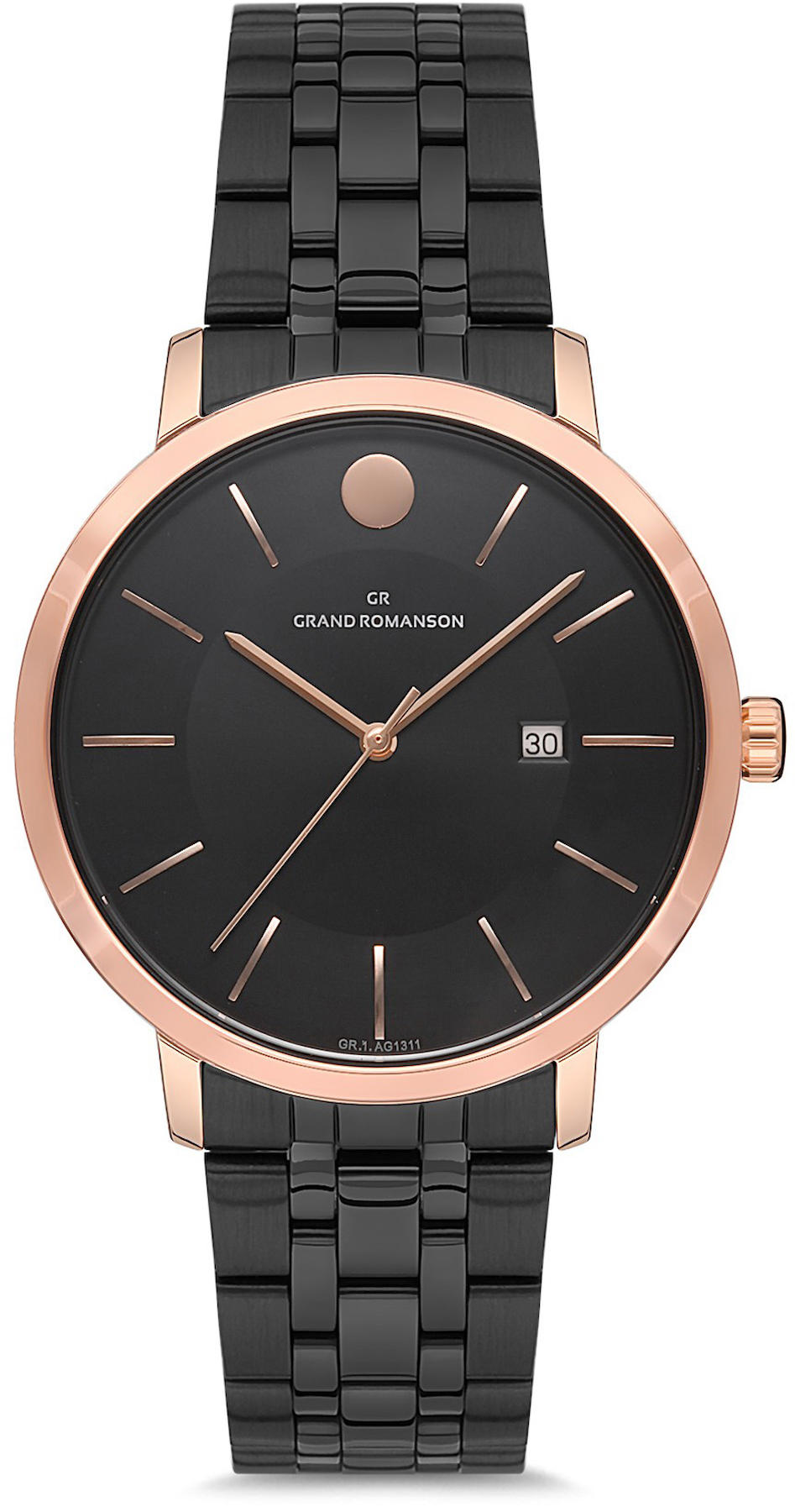 Romanson GR.1.AG1311.05 Takvimli 42 mm Siyah Çelik Kordon Analog Kol Saati