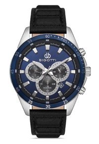 Bigotti BG.1.10321.4 Takvimli 43 mm Siyah Deri Kordon Analog Erkek Kol Saati