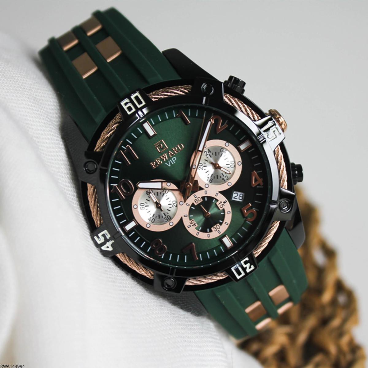 Reward RWA144994 Takvimli 47 mm Yeşil Silikon Kordon Analog Erkek Kol Saati