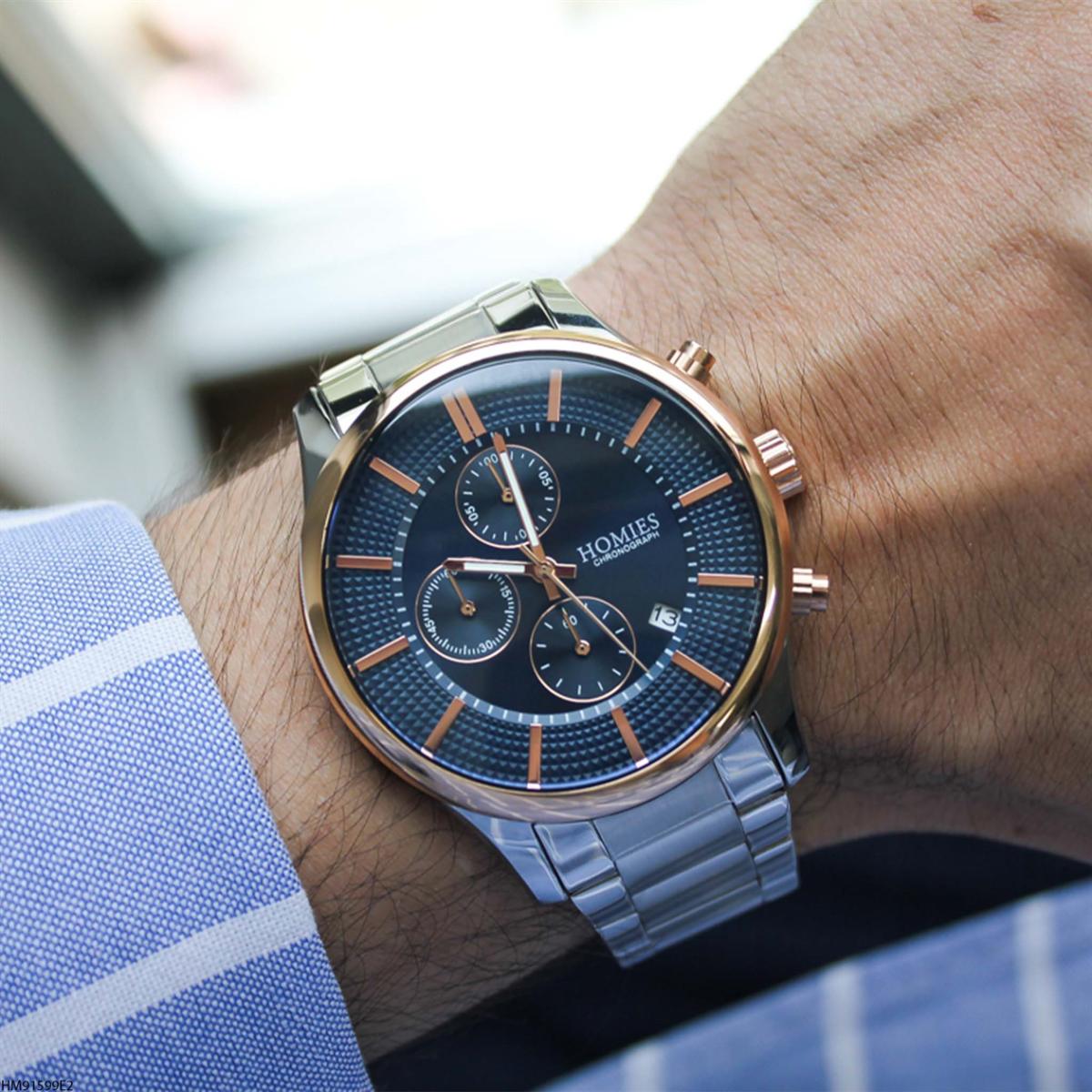 Homies HM91599E2 Takvimli 45 mm Metal Kordon Analog Erkek Kol Saati