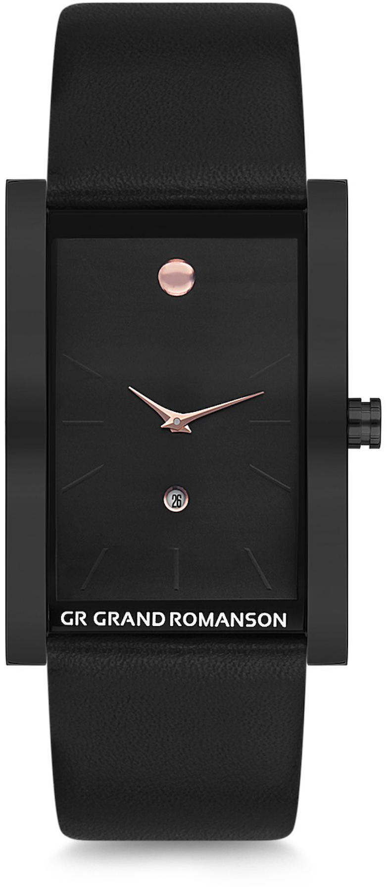 Romanson GR.1.AG1116.06 Takvimli 42 mm Siyah Deri Kordon Analog Kol Saati