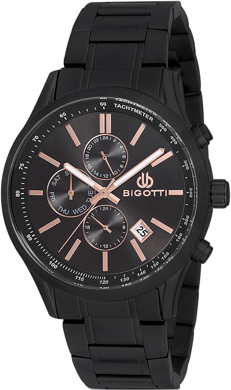 Bigotti BGT01590B-06 Takvimli 44 mm Siyah Çelik Kordon Analog Erkek Kol Saati