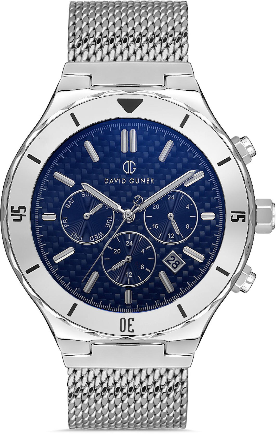 David Guner DG-0359GC-A3 Takvimli 42 mm Çelik Kordon Analog Kol Saati