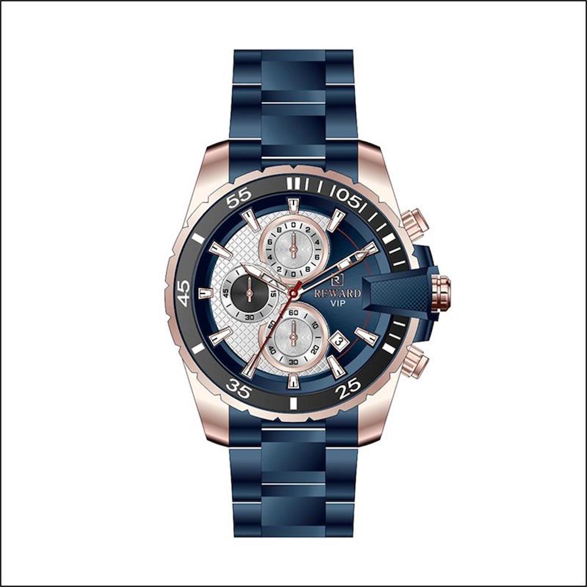 Reward A143569 Takvimli 45 mm Lacivert Metal Kordon Analog Erkek Kol Saati