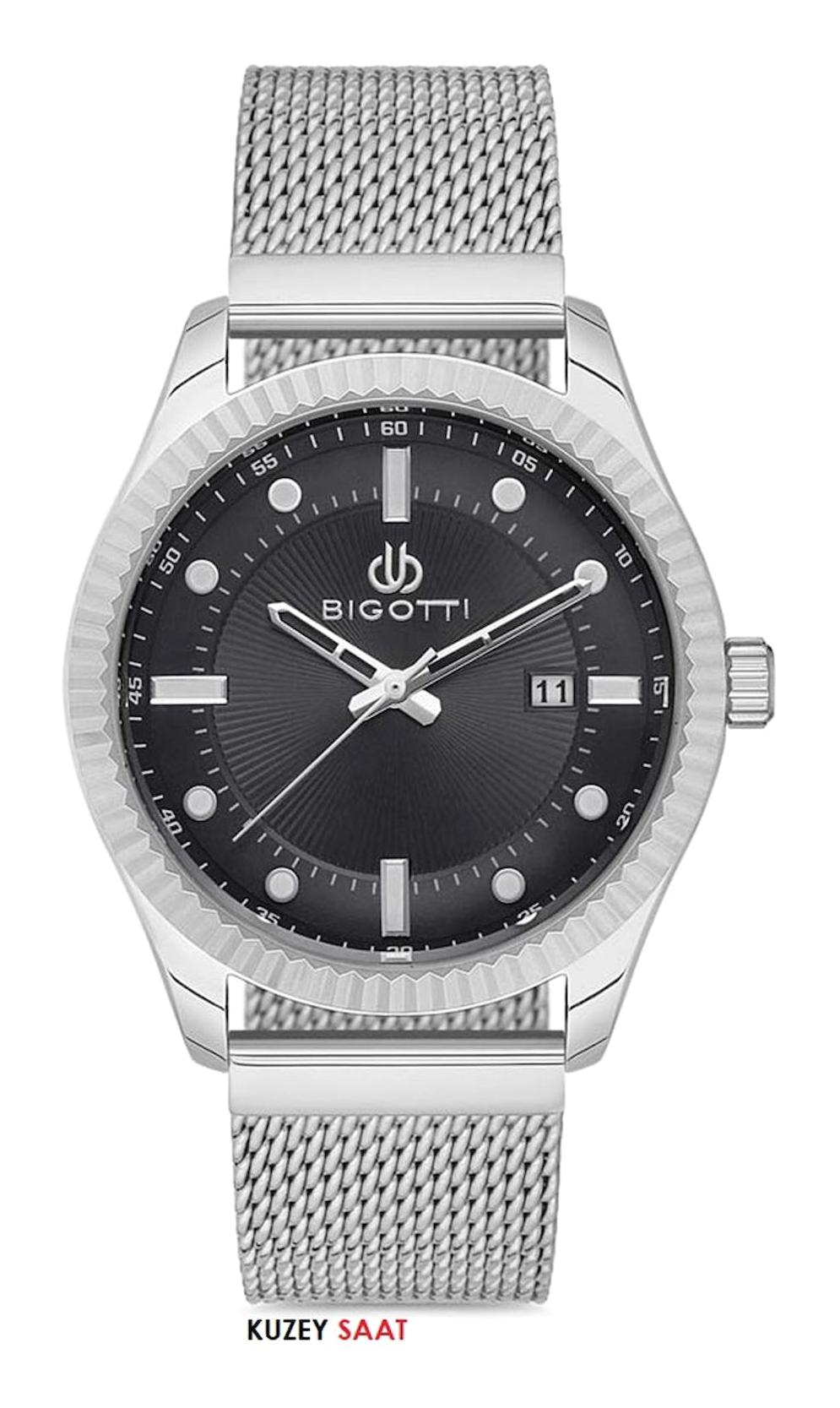 Bigotti BG.1.10139.2 Takvimli 43 mm Çelik-Hasır Kordon Analog Erkek Kol Saati