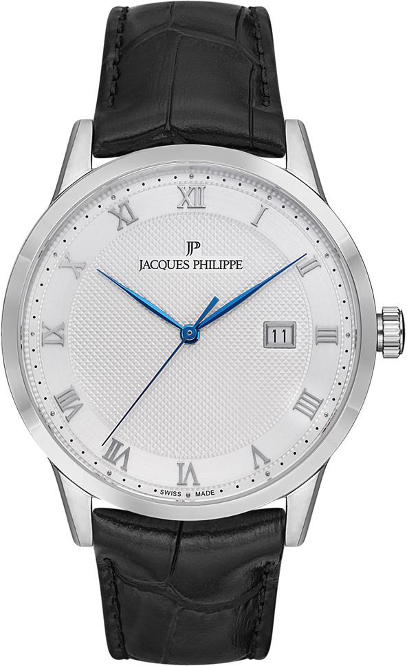 Jacques Philippe JPQGS121121 Takvimli 43 mm Siyah Deri Kordon Analog Erkek Kol Saati