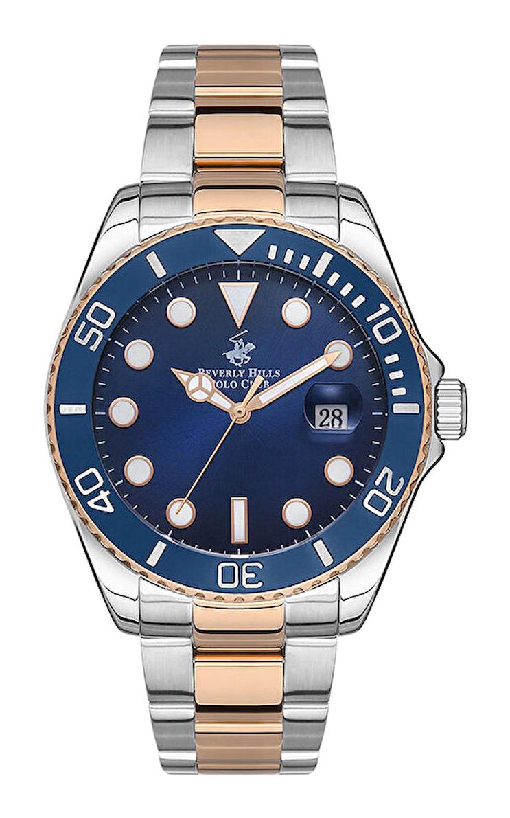 Beverly Hills Polo Club BP3328X590 Takvimli 43 mm Gri-Rose Gold Çelik Kordon Analog Erkek Kol Saati