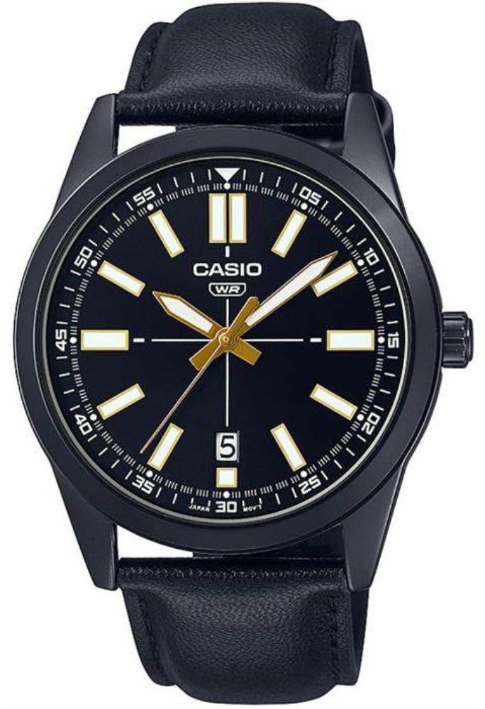 Casio MTP-VD02BL-1EUDF Takvimli 40 mm Siyah Deri Kordon Analog Erkek Kol Saati