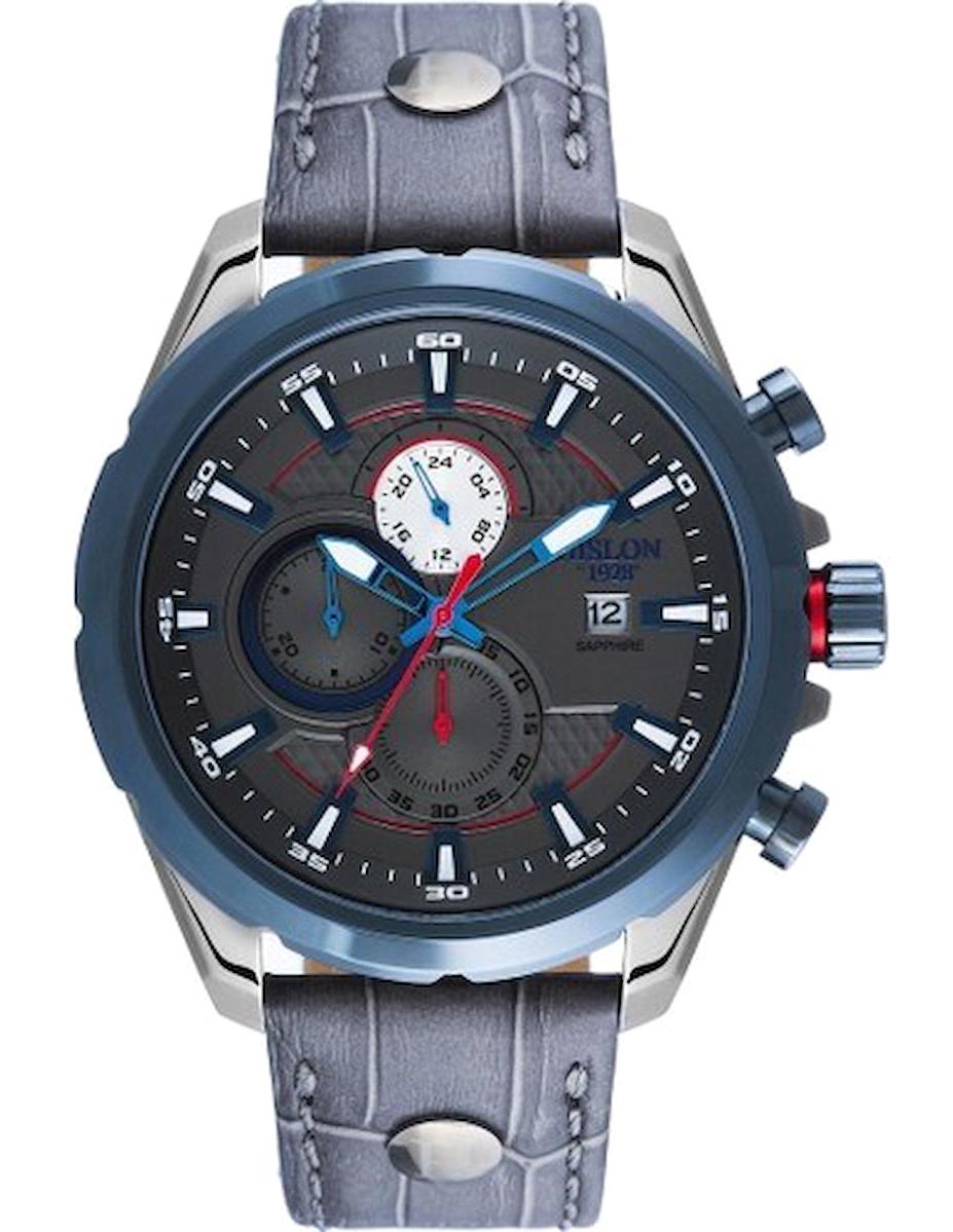 Hislon HISLON 3571-11731 Pusulalı Takvimli 43 mm Lacivert Deri Kordon Analog Kol Saati