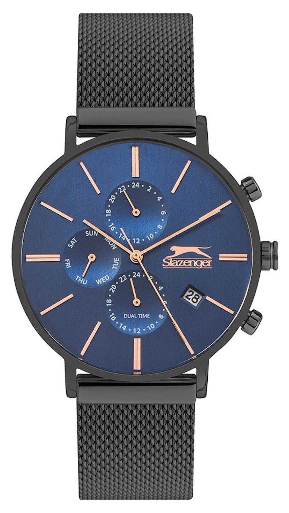 Slazenger SL.09.1890.2.06 Takvimli 41 mm Siyah Çelik Kordon Analog Erkek Kol Saati