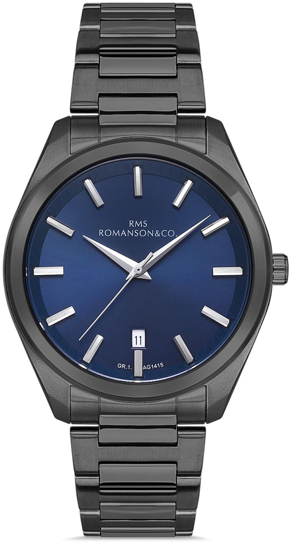 Romanson GR.1.AG1415.06 Takvimli 42 mm Siyah Çelik Kordon Analog Kol Saati