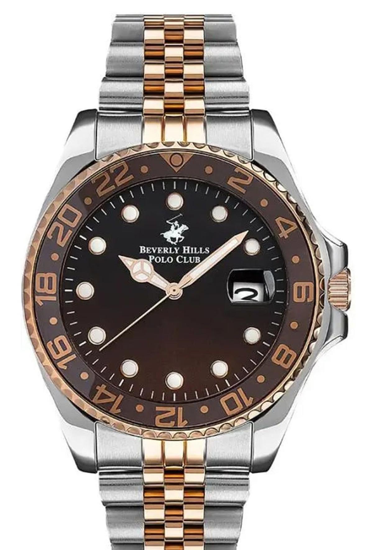 Beverly Hills Polo Club SWBP3126X540 Takvimli 43.5 mm Gri-Rose Gold Çelik Kordon Analog Erkek Kol Saati