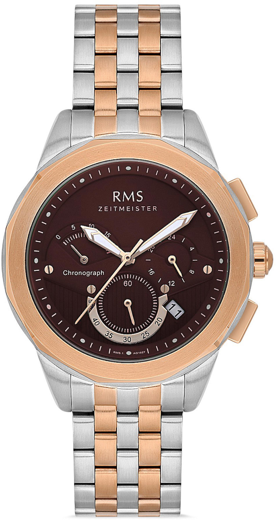Romanson RMS.1.AG1527.08 Takvimli 44 mm Gri-Rose Gold Çelik Kordon Analog Kol Saati