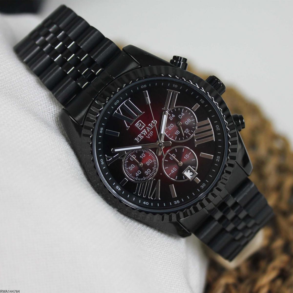 Reward RWA144784 Takvimli 43 mm Siyah Çelik Kordon Analog Erkek Kol Saati
