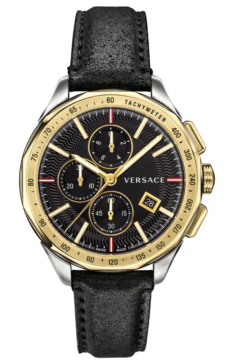 Versace VRSCVEBJ00218 Takvimli 44 mm Siyah Deri Kordon Analog Erkek Kol Saati
