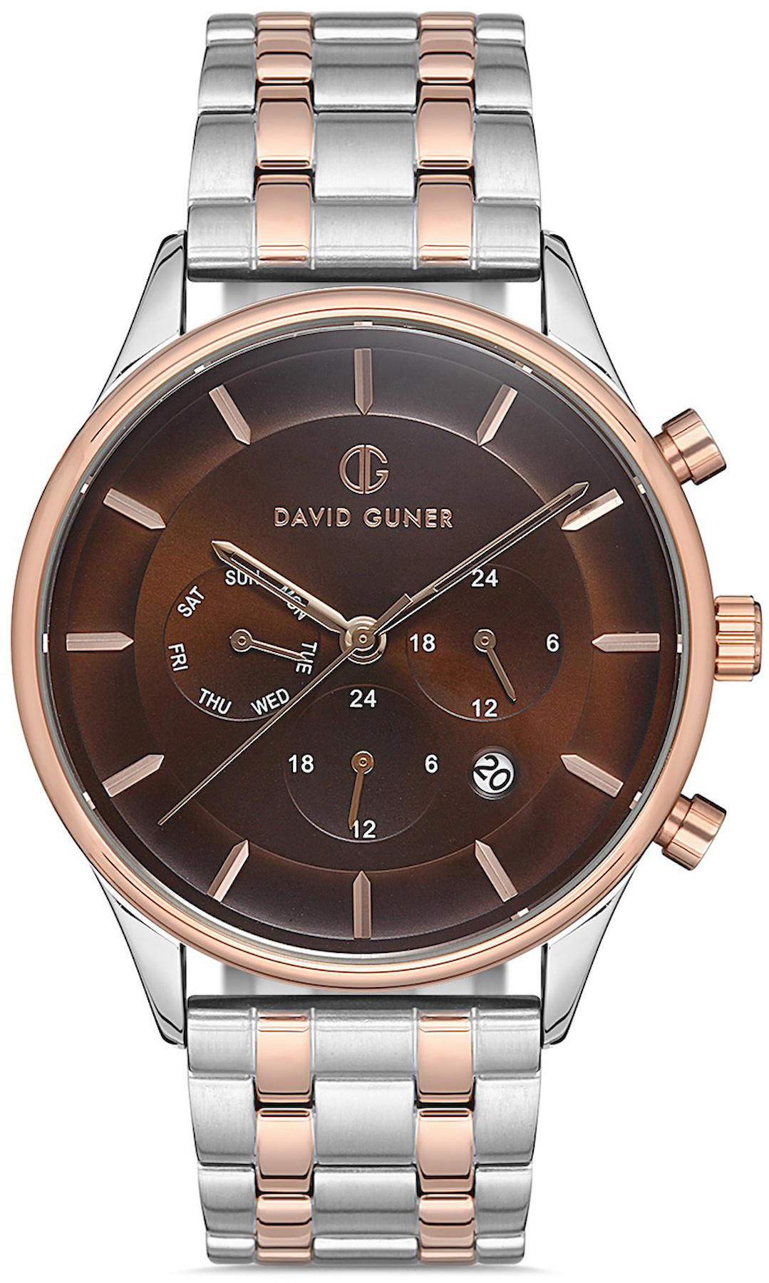 David Guner DG-8194GA-E6 Takvimli 42 mm Gri-Rose Gold Çelik Kordon Analog Kol Saati