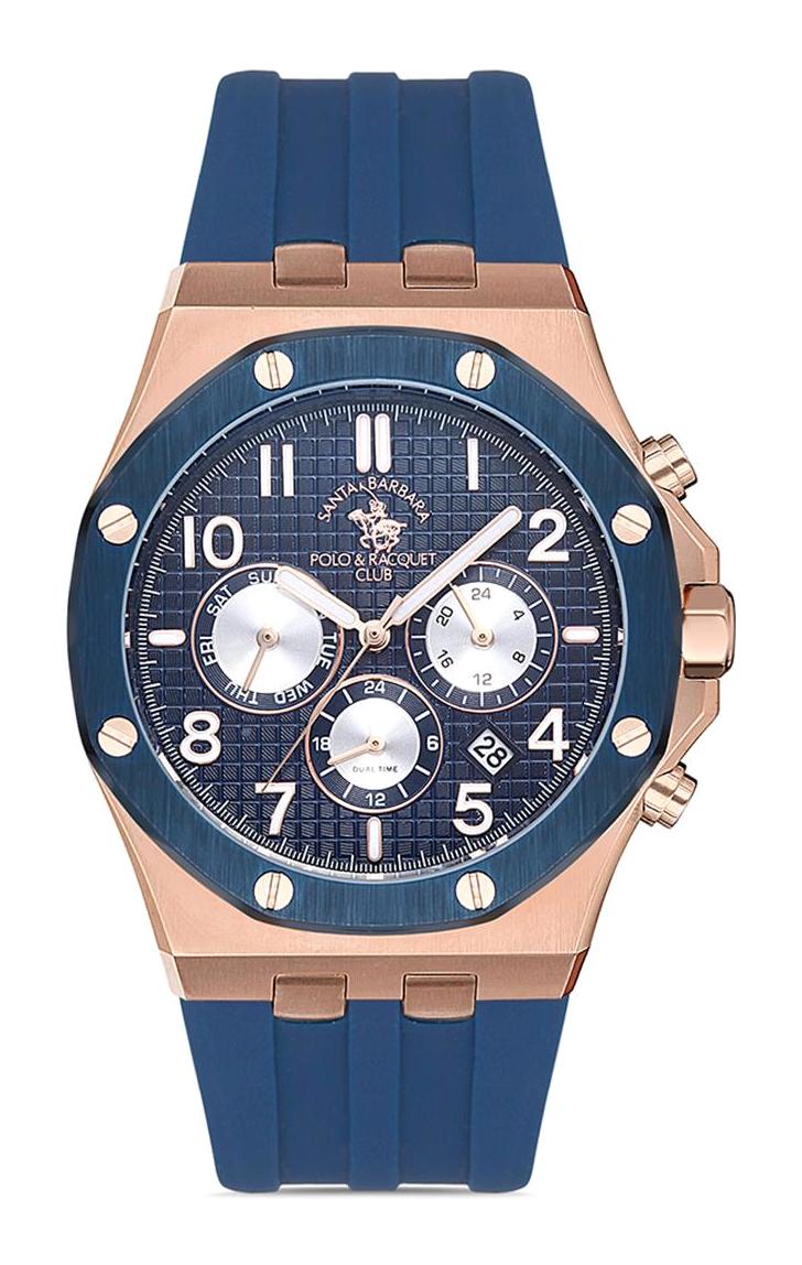 Santa Barbara Polo & Racquet Club SB.1.10211.2 Takvimli 42 mm Lacivert Silikon Kordon Analog Erkek Kol Saati