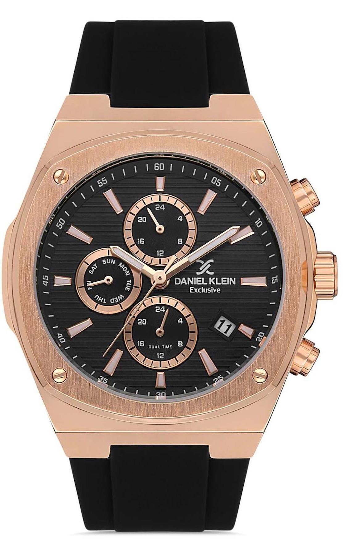 Daniel Klein DKE.1.10426.3 Takvimli 44 mm Siyah Silikon Kordon Analog Erkek Kol Saati