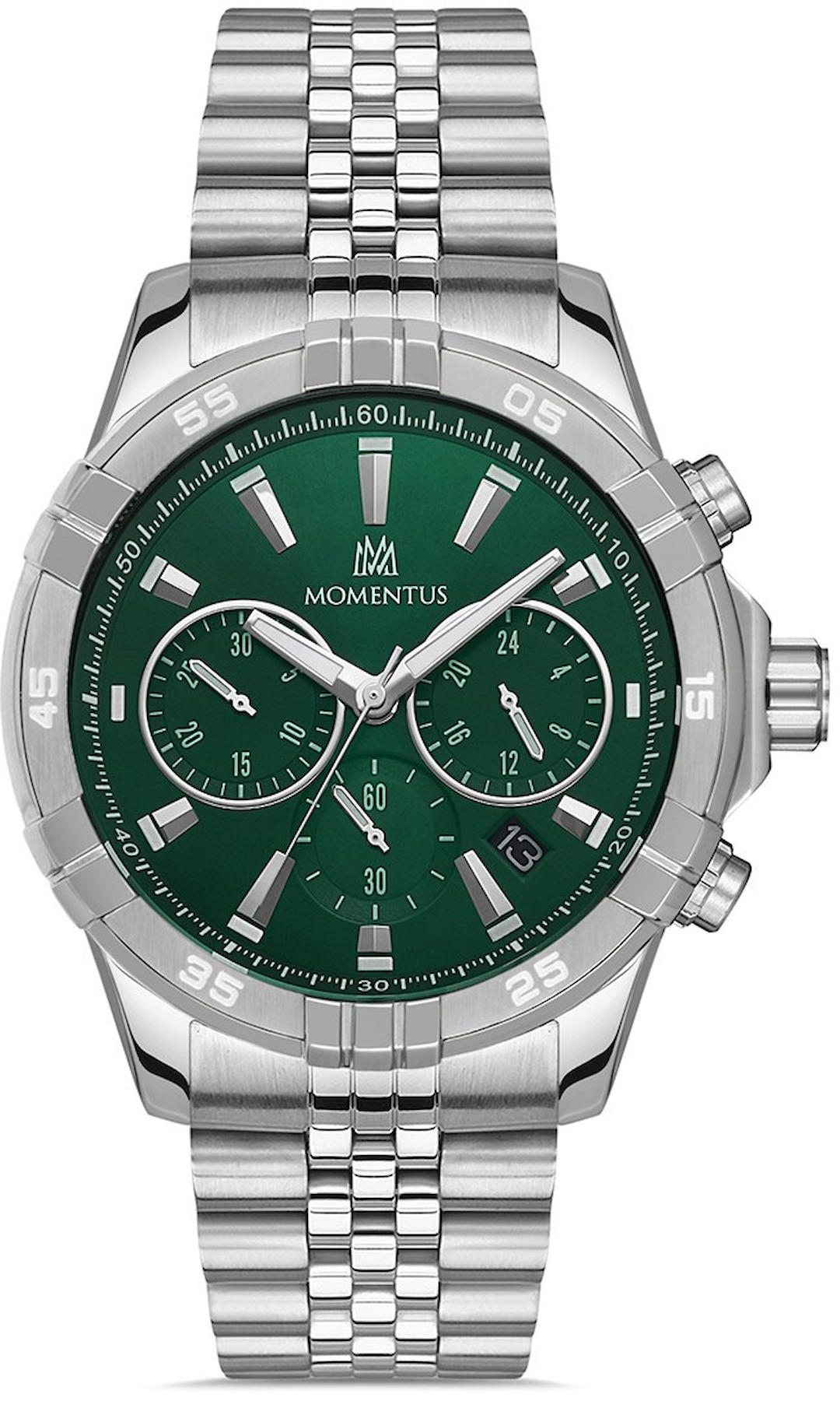 Momentus SM367S-15SS Takvimli 44 mm Çelik Kordon Analog Erkek Kol Saati
