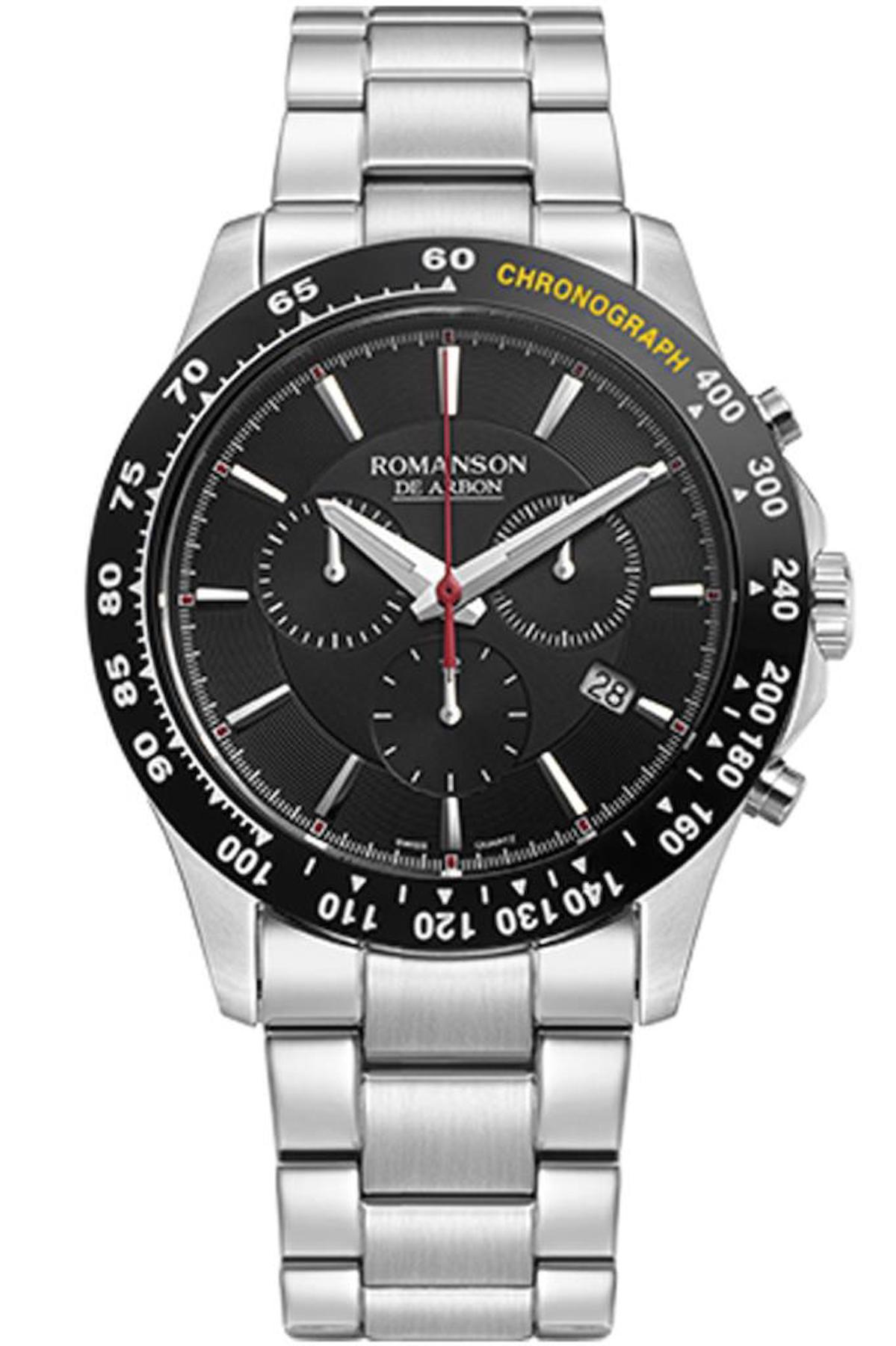 Romanson CA1B18HM1WA32W Takvimli 42 mm Çelik Kordon Analog Erkek Kol Saati