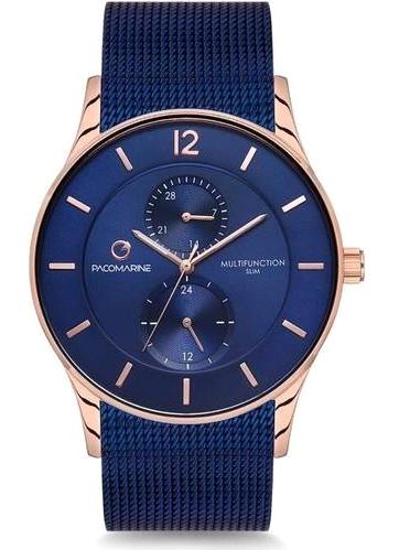Pacomarine PM.51026.11 Takvimli 43 mm Lacivert Çelik Kordon Analog Erkek Kol Saati