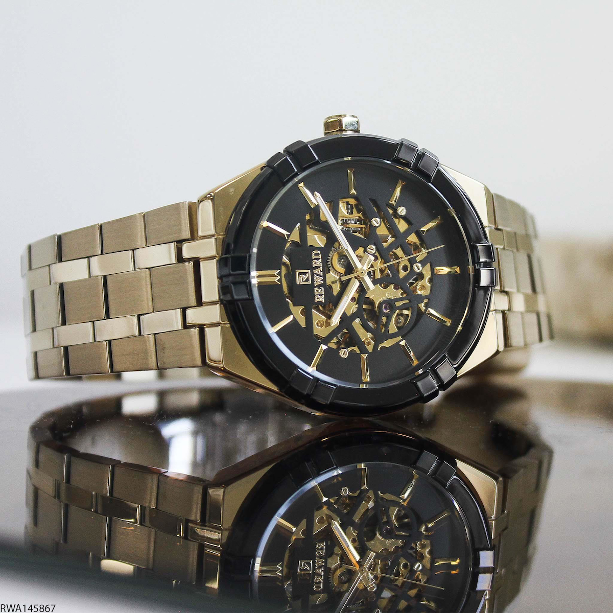 Reward RWA145867 42 mm Altın Çelik Kordon Analog Erkek Kol Saati