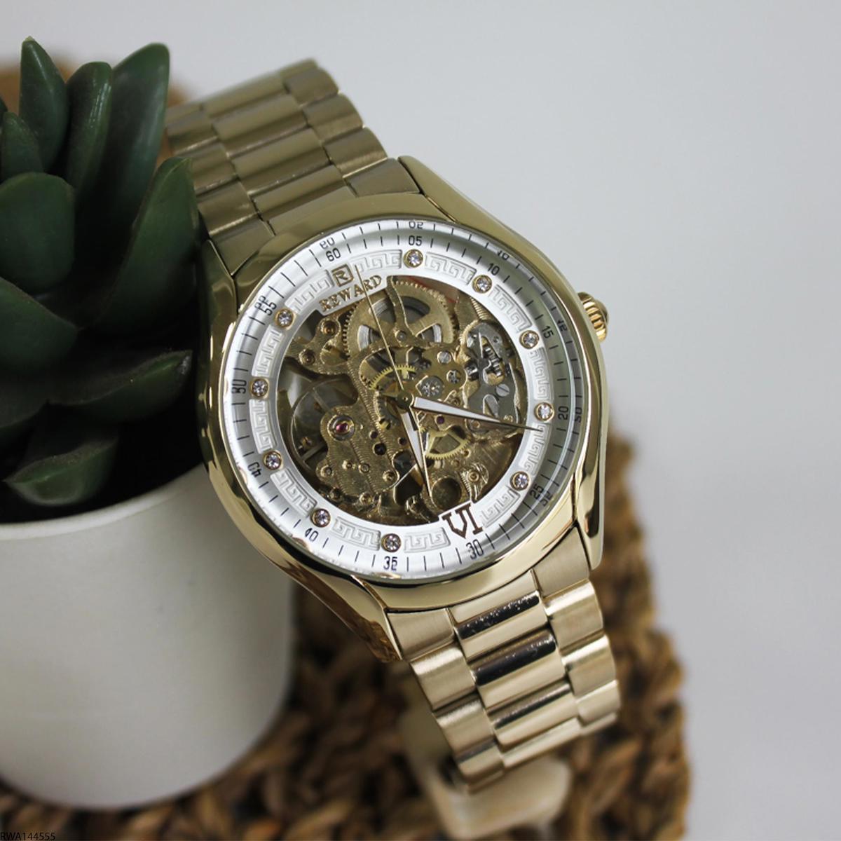 Reward RWA144555 45 mm Altın Çelik Kordon Analog Erkek Kol Saati
