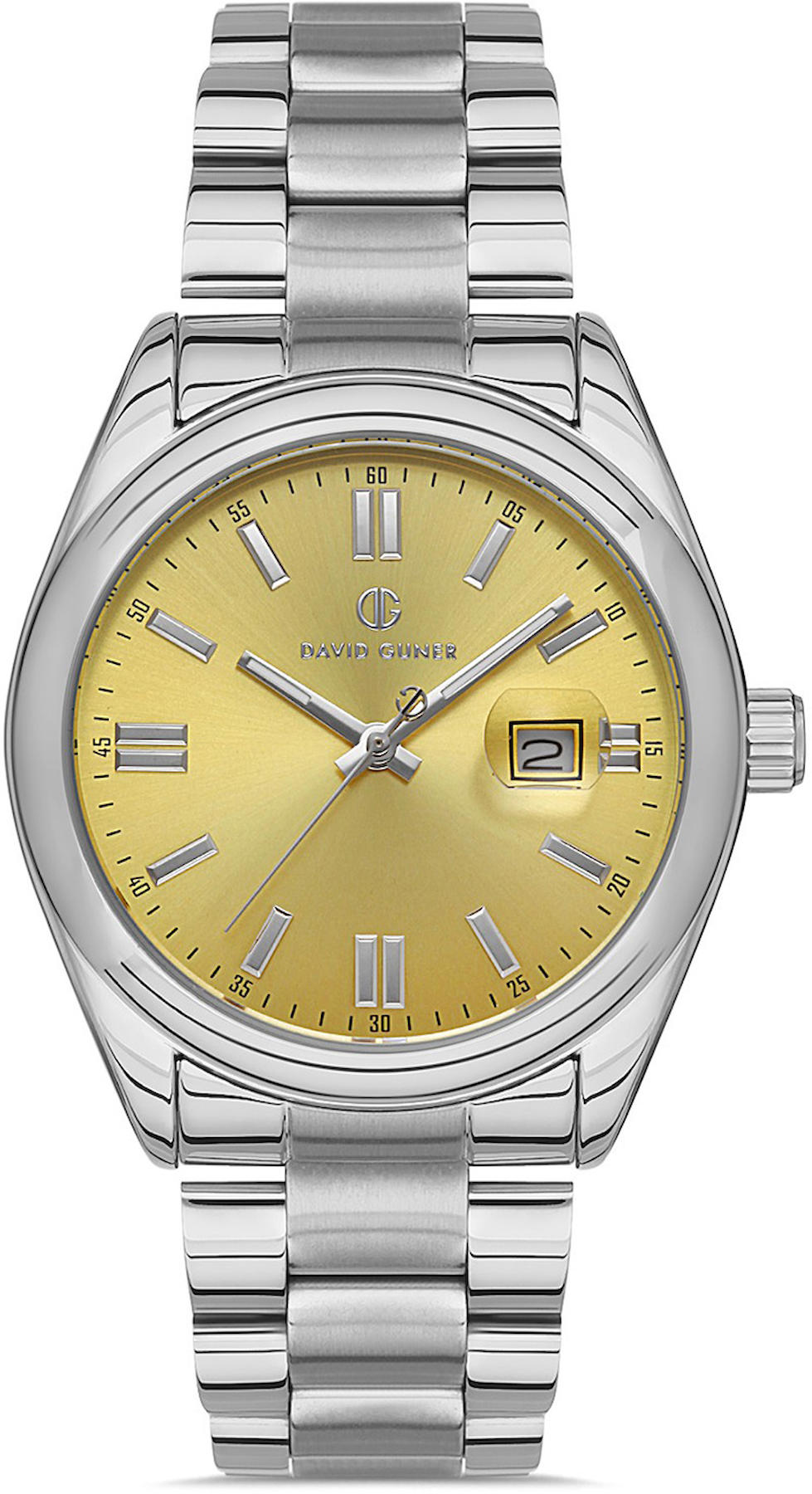 David Guner DG-8390GA-A12 Takvimli 42 mm Çelik Kordon Analog Kol Saati