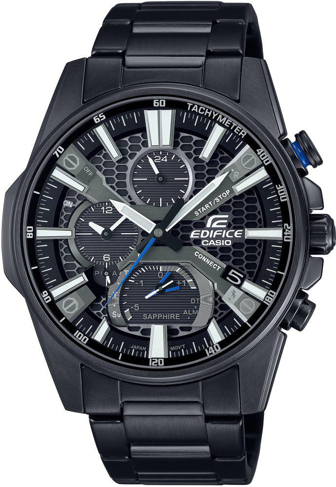 Casio EQB-1200DC-1ADR Takvimli 45.2 mm Siyah Çelik Kordon Analog Kol Saati