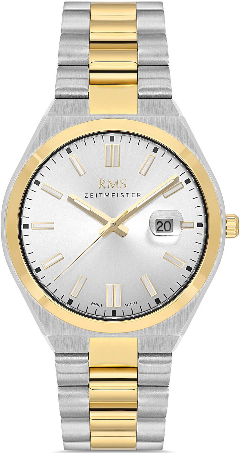 Romanson RMS.1.AG1544.09 Takvimli 43 mm Altın - Beyaz Çelik Kordon Analog Kol Saati