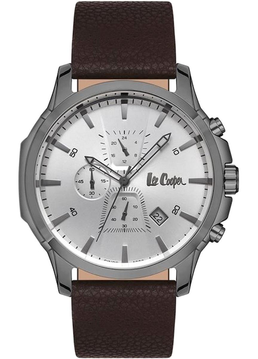 Lee Cooper LC06889.669-NL Takvimli Kahverengi Deri Kordon Analog Erkek Kol Saati