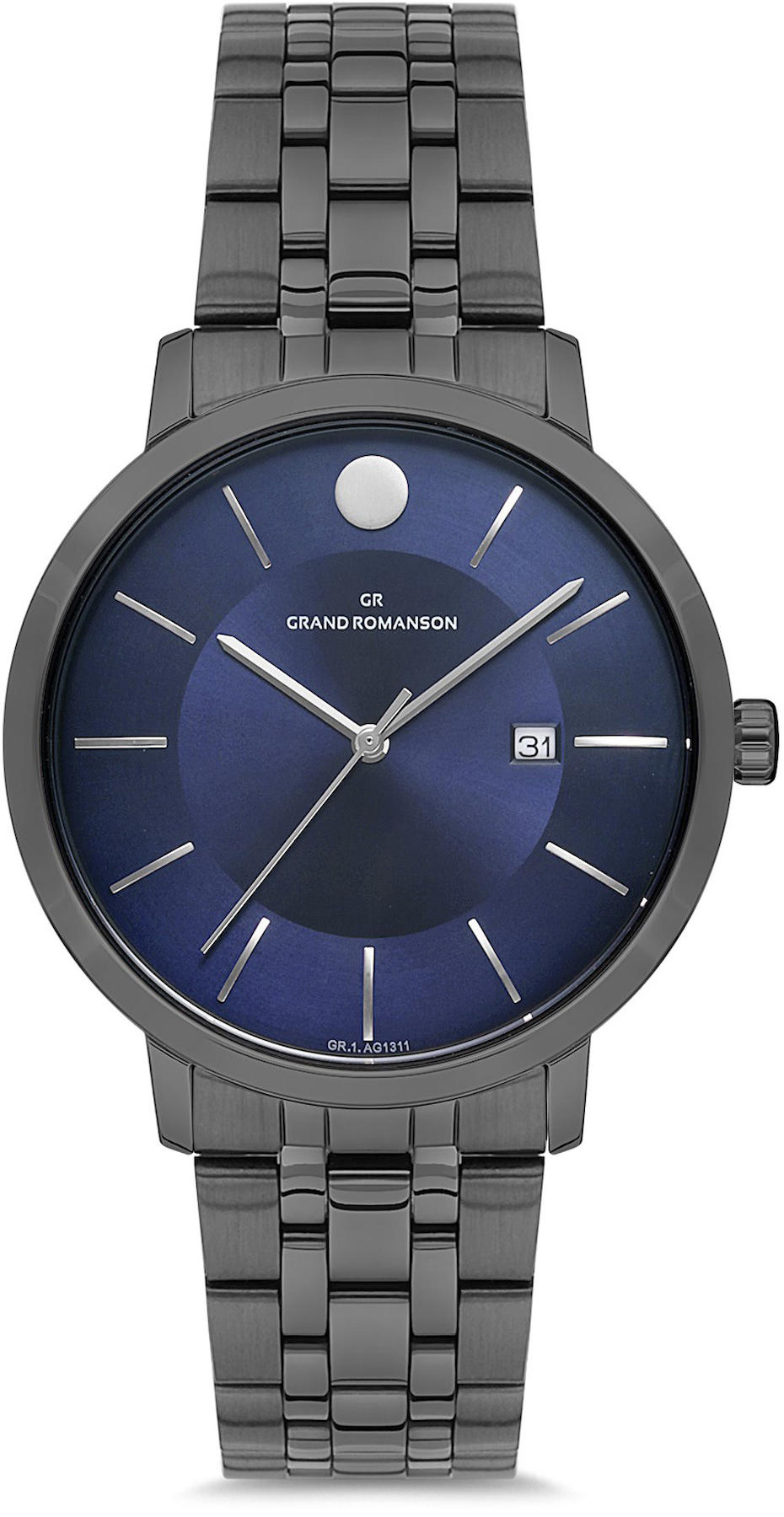 Romanson GR.1.AG1311.09 Takvimli 42 mm Füme Çelik Kordon Analog Kol Saati