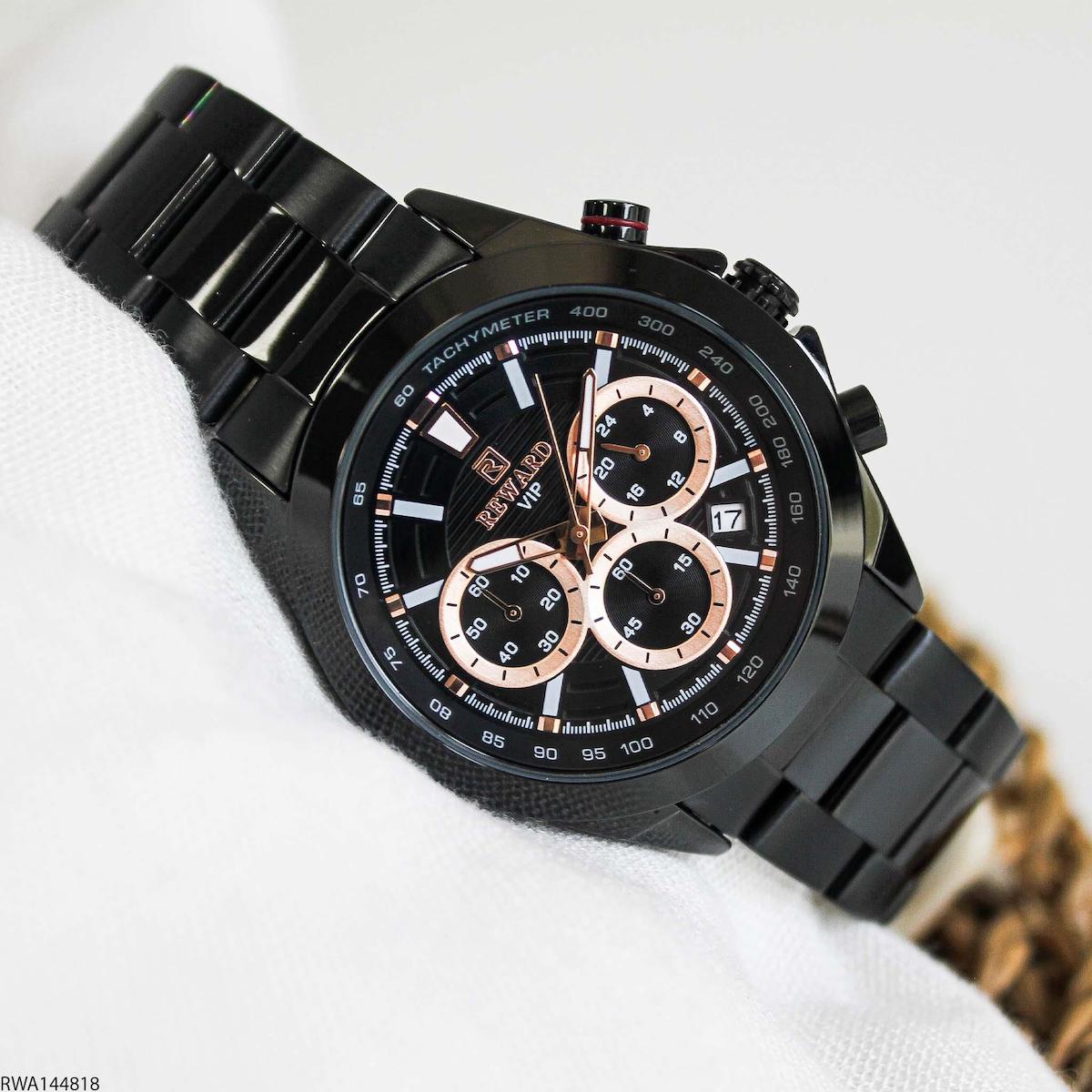 Reward RWA144818 Takvimli 42 mm Siyah Çelik Kordon Analog Erkek Kol Saati