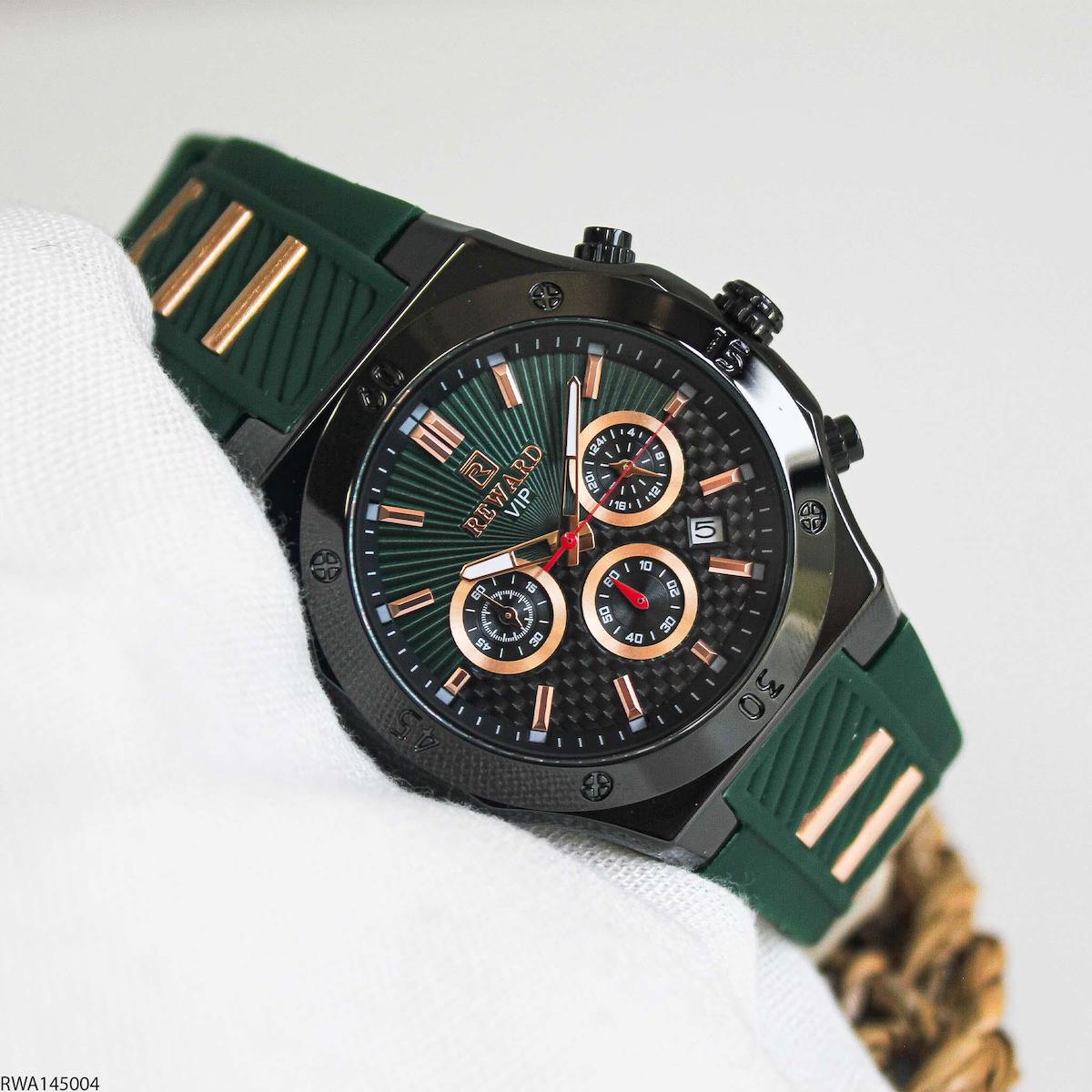 Reward RWA145004 Takvimli 45 mm Yeşil Silikon Kordon Analog Erkek Kol Saati