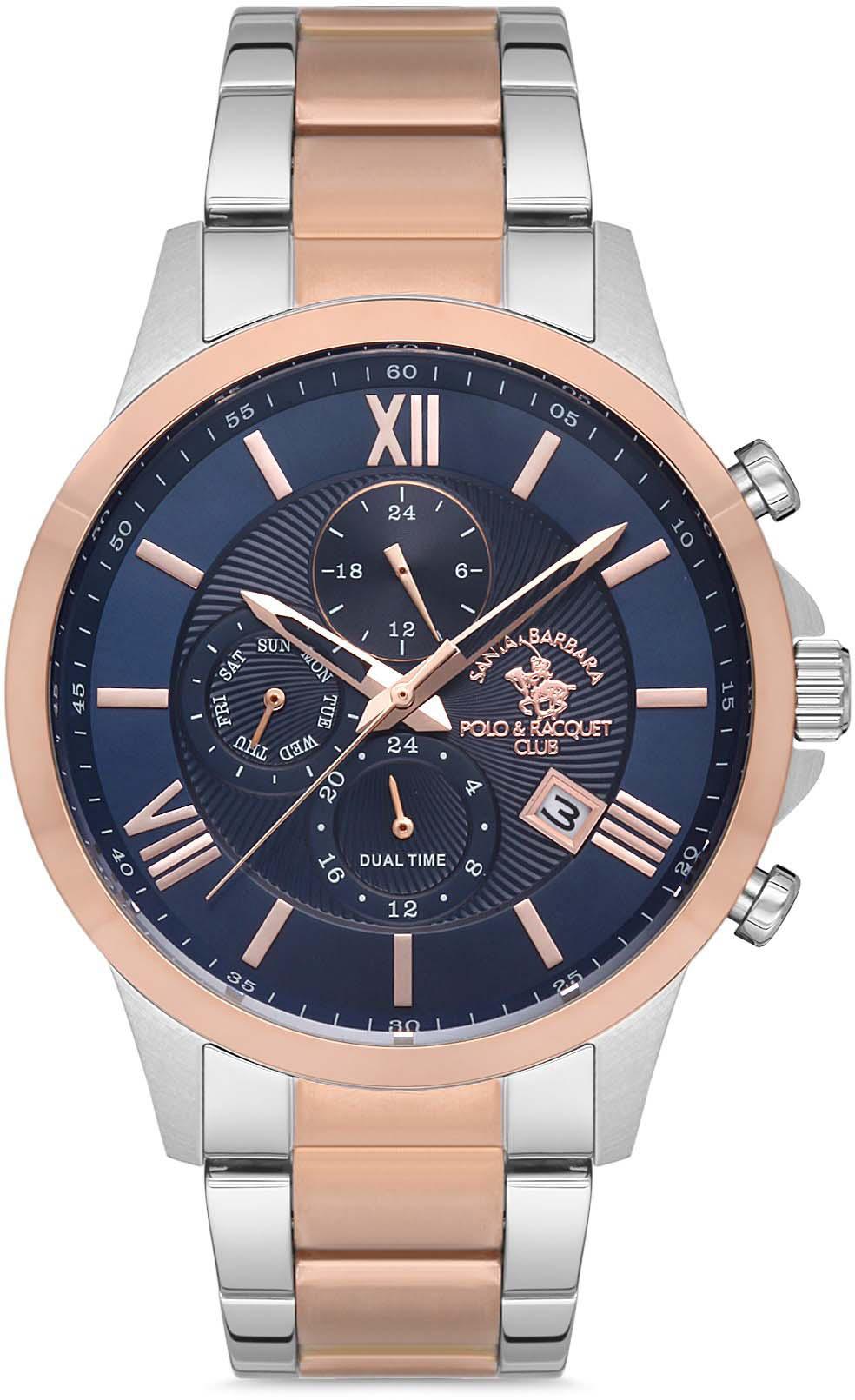 Santa Barbara Polo & Racquet Club SB.1.10169.5 Takvimli 43 mm Gri-Rose Gold Çelik Kordon Analog Kol Saati