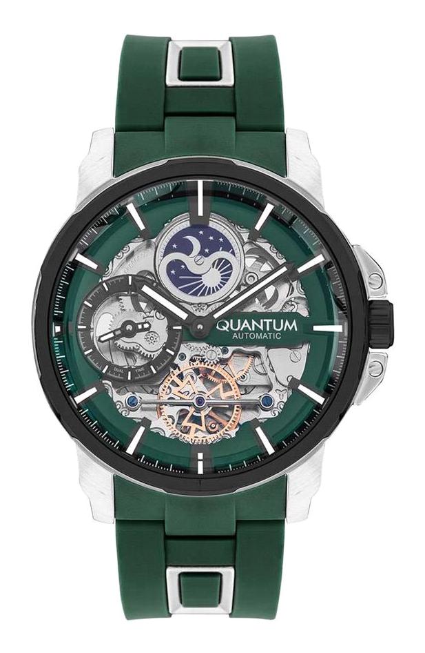Quantum QMG1027.375 45 mm Yeşil Silikon Kordon Analog Erkek Kol Saati