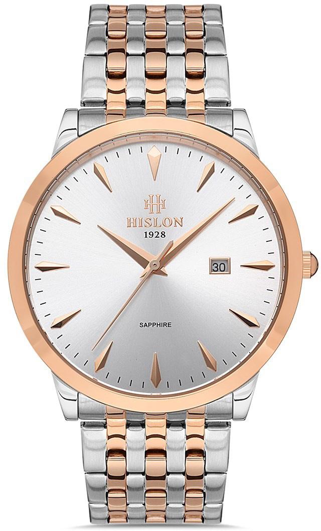 Hislon CL125T-03SR Takvimli 42 mm Gri-Rose Gold Çelik Kordon Analog Kol Saati
