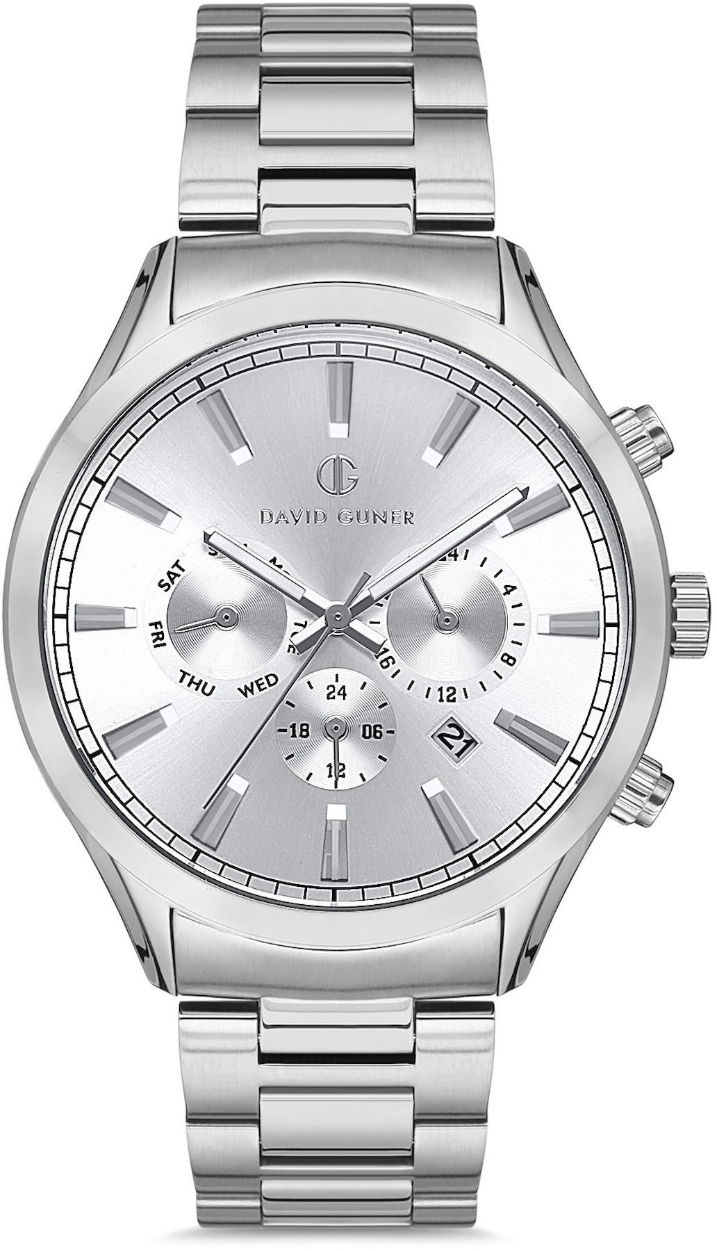 David Guner DG-8189GA-A1 Takvimli 42 mm Beyaz Metal Kordon Analog Kol Saati