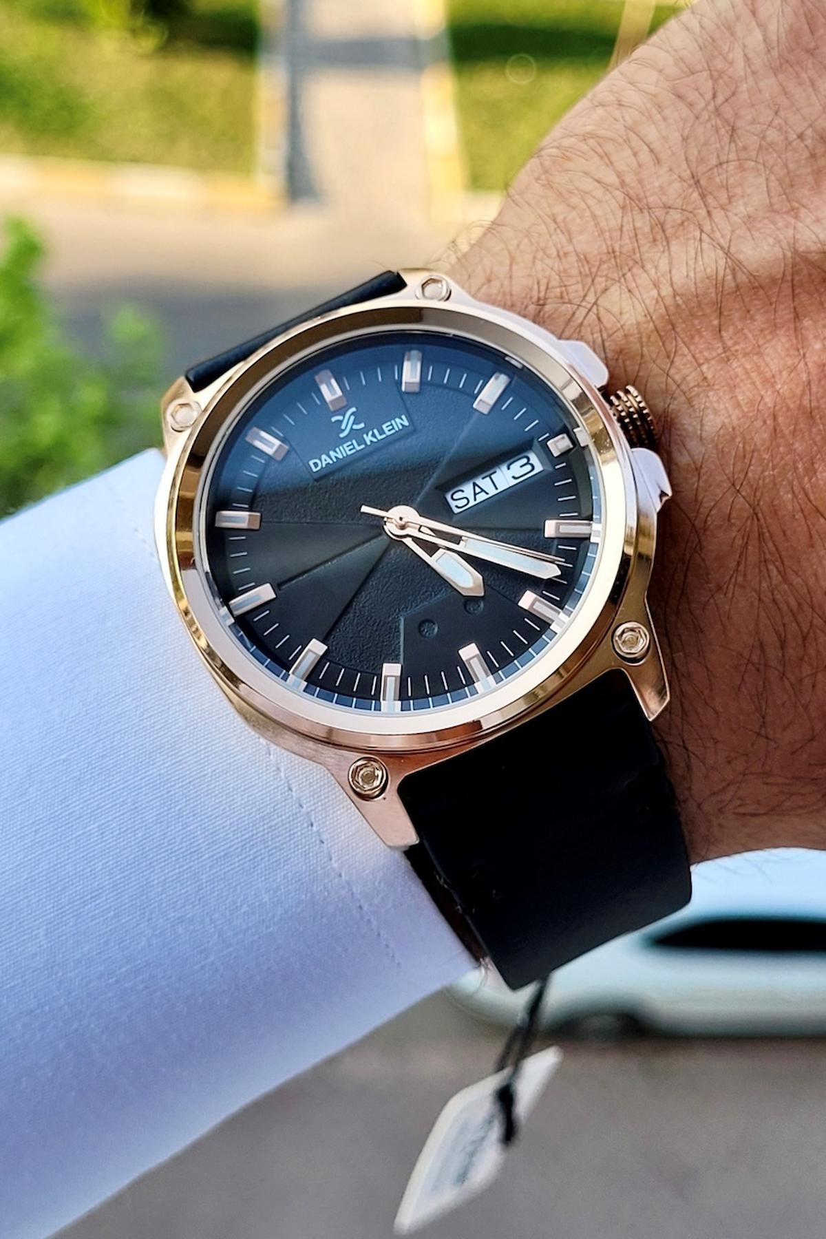 Daniel Klein DKISTE355 Takvimli 42 mm Siyah Deri Kordon Analog Erkek Kol Saati