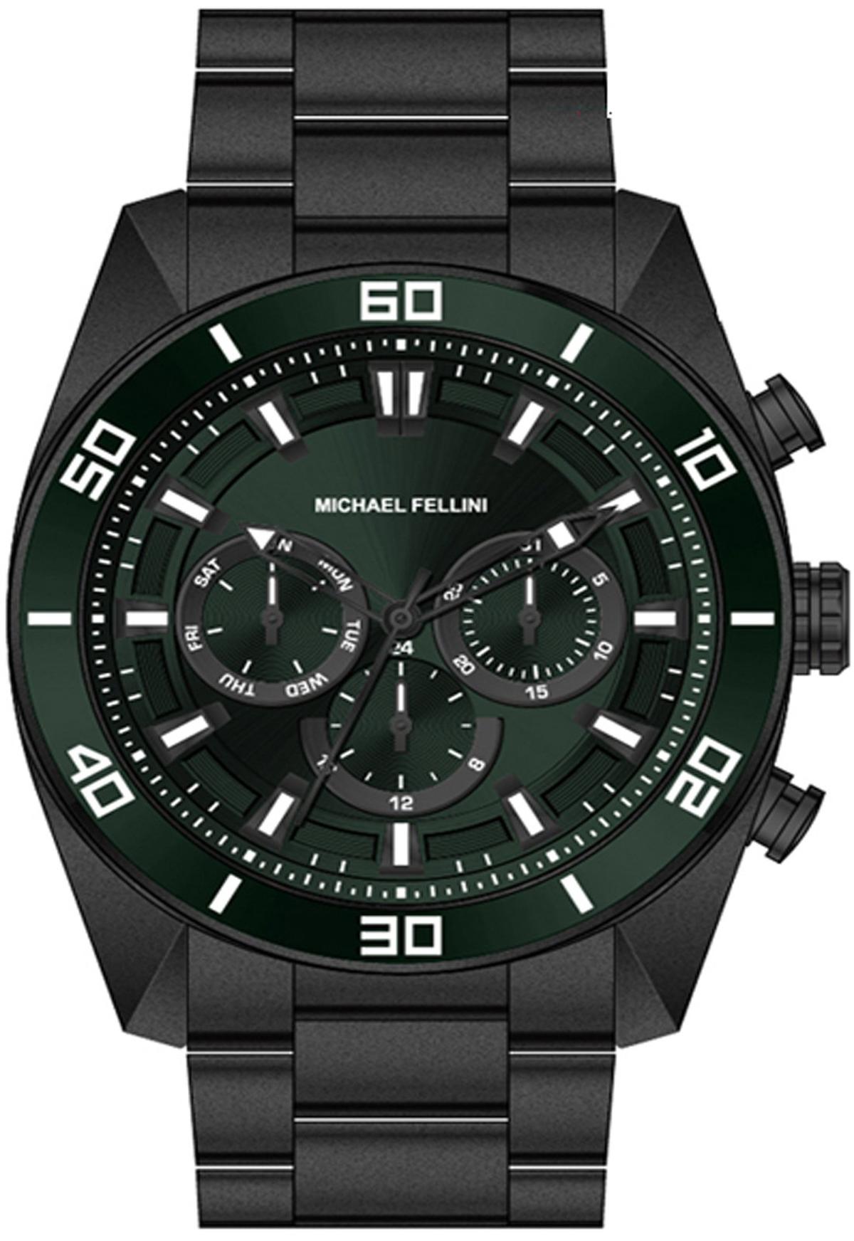 Michael Fellini 2337-6 Takvimli 44 mm Siyah Metal Kordon Analog Erkek Kol Saati