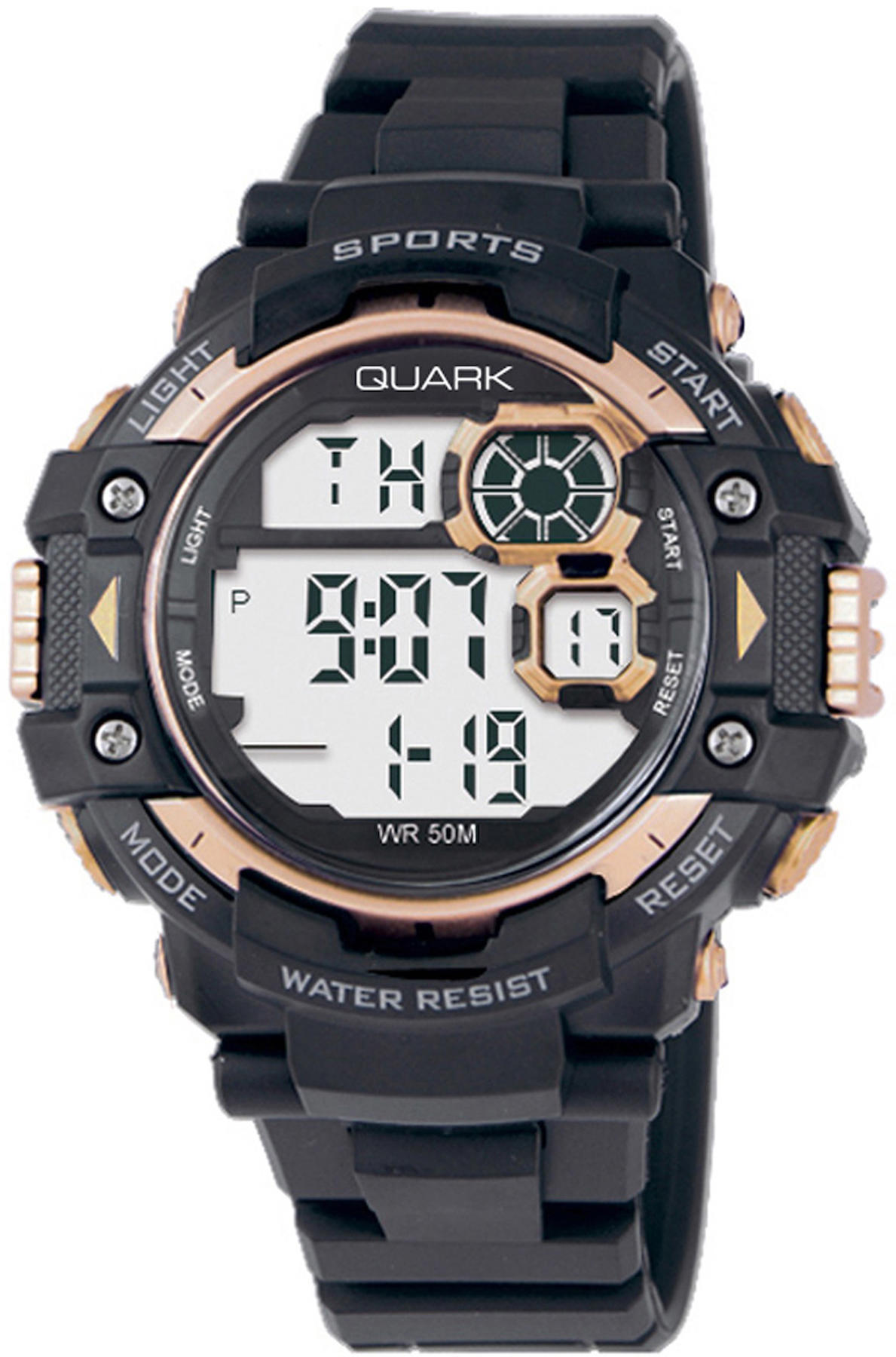 Quark QU-336G-6 Takvimli 41 mm Siyah Silikon Kordon Analog Kol Saati