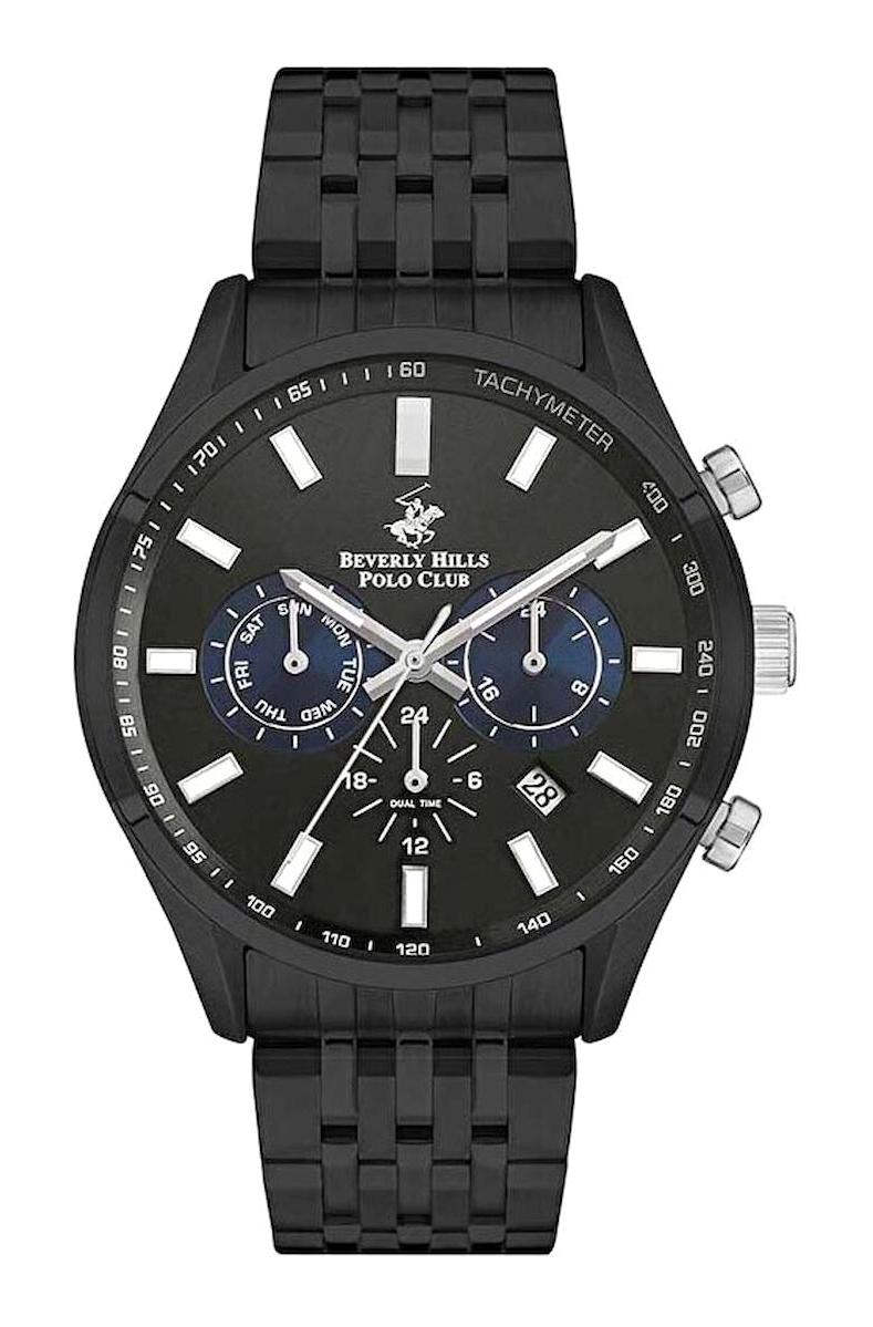 Beverly Hills Polo Club BP3249X670 Takvimli 46-50 mm Siyah Plastik Kordon Analog Erkek Kol Saati