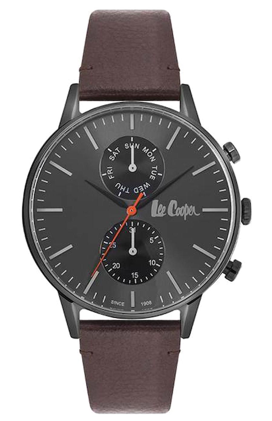 Lee Cooper LC06928.662 Takvimli 41-45 mm Kahverengi Deri Kordon Analog Kol Saati