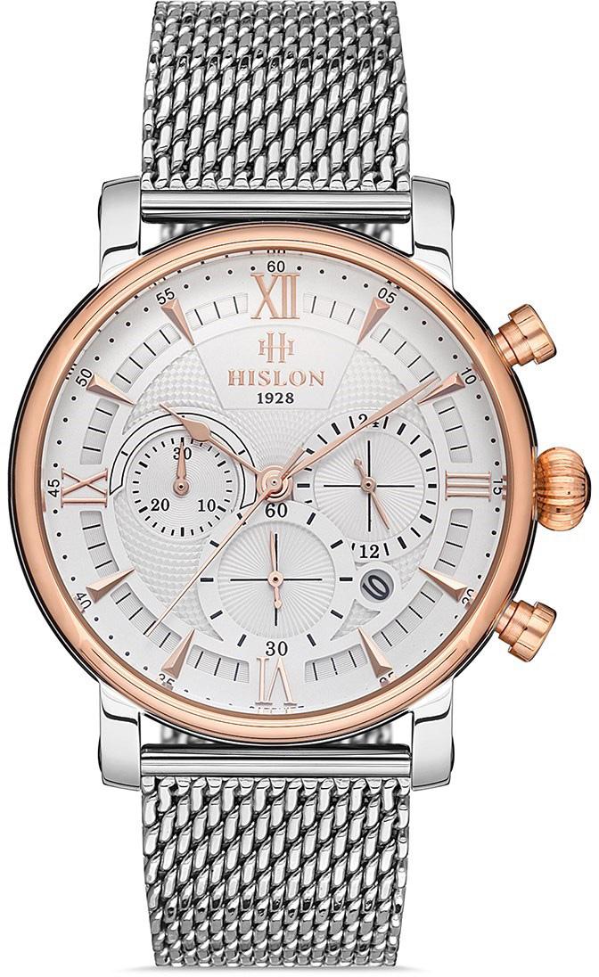 Hislon MS105T-02SR Pusulalı Takvimli 43 mm Çelik Kordon Analog Erkek Kol Saati