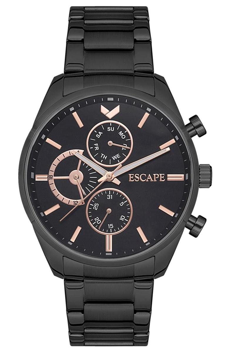Escape ESCP100606 Takvimli 44 mm Siyah Çelik Kordon Analog Erkek Kol Saati