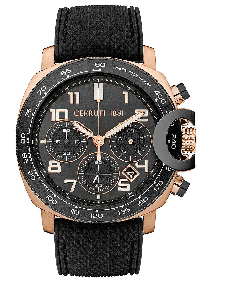 Cerruti 1881 CIWGO2206802 Takvimli 45 mm Si̇yah Silikon Kordon Analog Erkek Kol Saati