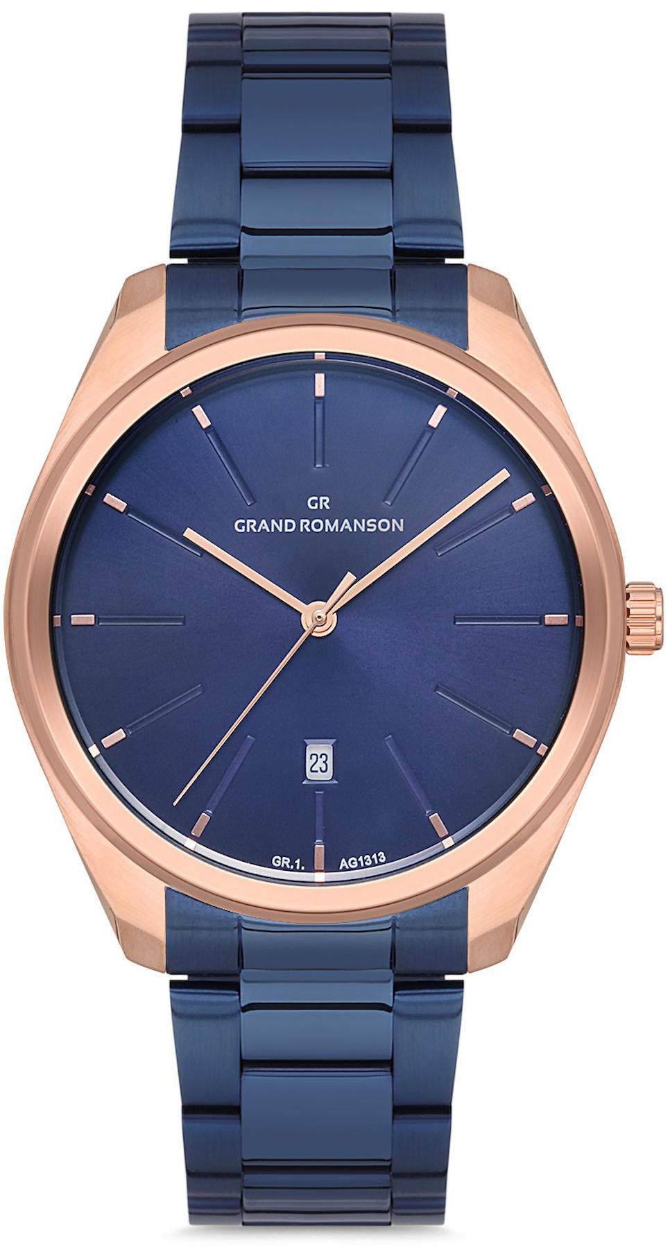 Romanson GR.1.AG1313.06 Takvimli 42 mm Lacivert Çelik Kordon Analog Kol Saati