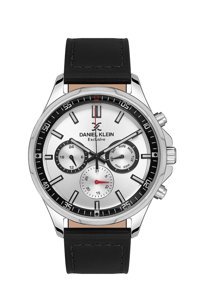 Daniel Klein DK.1.13544.1 Takvimli 45 mm Siyah Deri Kordon Analog Erkek Kol Saati