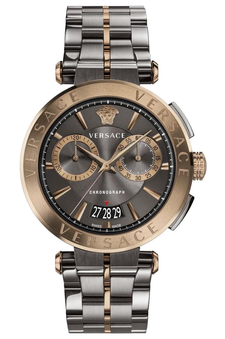 Versace VRSCVE1D00619 Takvimli 45 mm Füme Çelik Kordon Analog Erkek Kol Saati